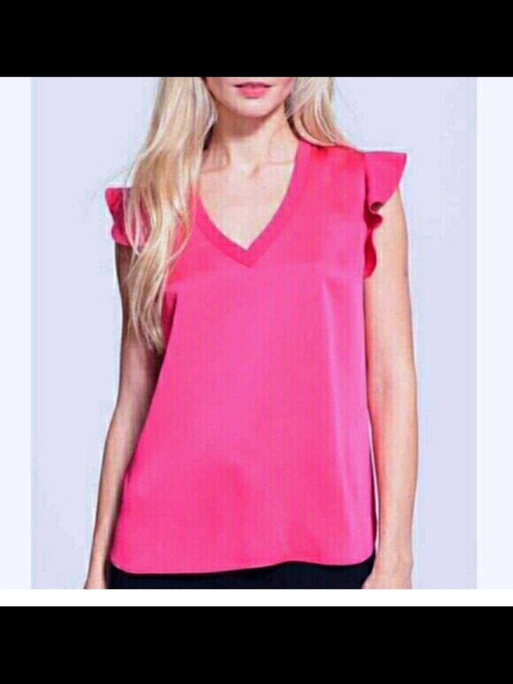 Kate Spade Bright Pink V-Neck Ruffle Sleeve Blouse